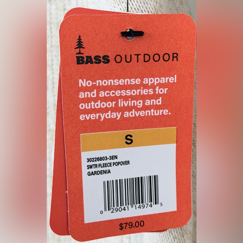 Bass Outdoor Mixed Media Mock Neck Heather Cream Half Snap Pullover Small NWT - Picture 10 of 12